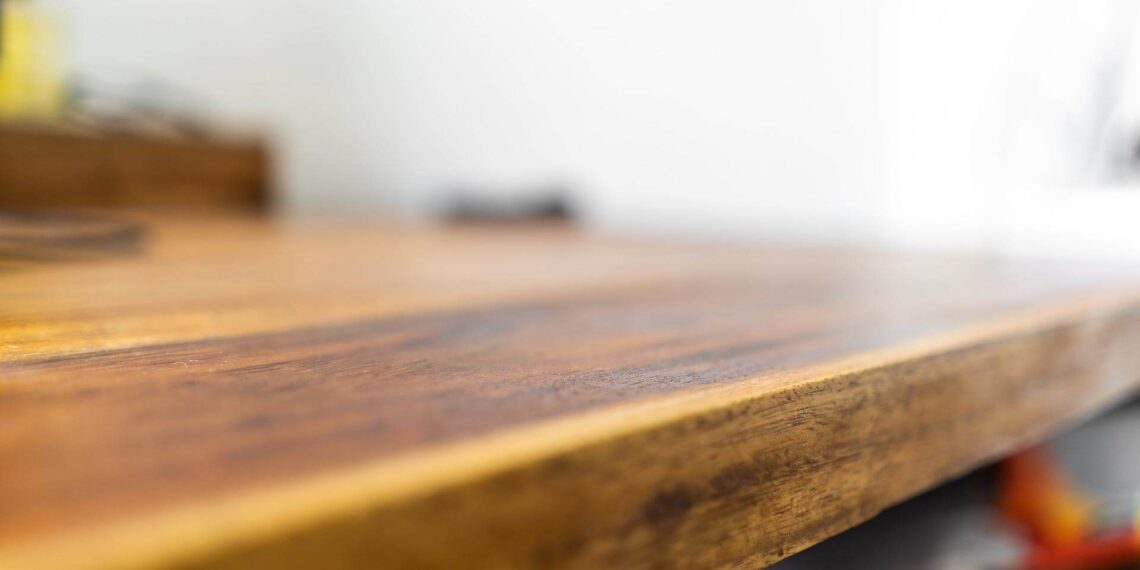 walnut wood grain filler on a walnut desk