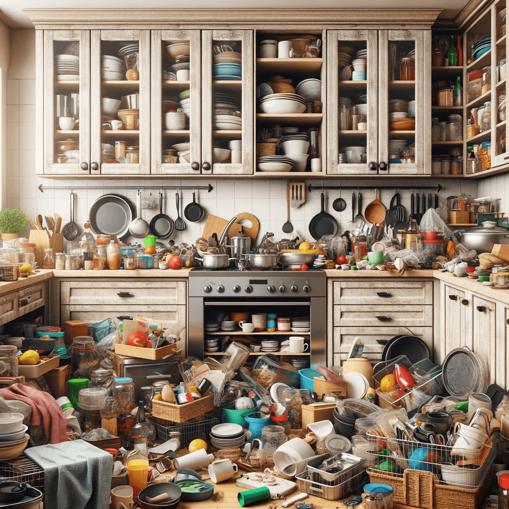 messy kitchen cabinet